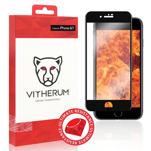 VITHERUM Ruby pour iPhone 8/7 Verre trempé le plus résistant au monde,incurvé 3D, résistance ultime à 940mJ & 9H, anti rayures, Garantie à vie