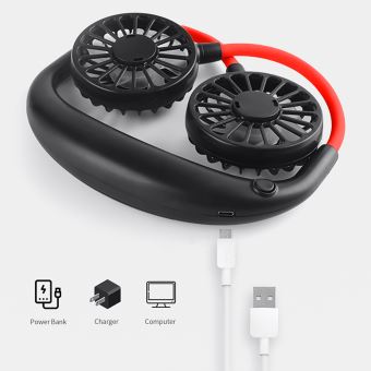 Ventilateur portable Tour de cou réglable à 360 ° pour les sports, alimenté  par USB noir - Ventilateur à la Fnac
