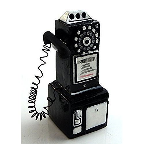 Dollhouse Miniature 1950s Style Pay Phone Black