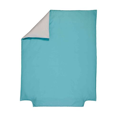 Housse de couette bicolore P'tit Basile 120x150 cm Gris perle/Turquoise