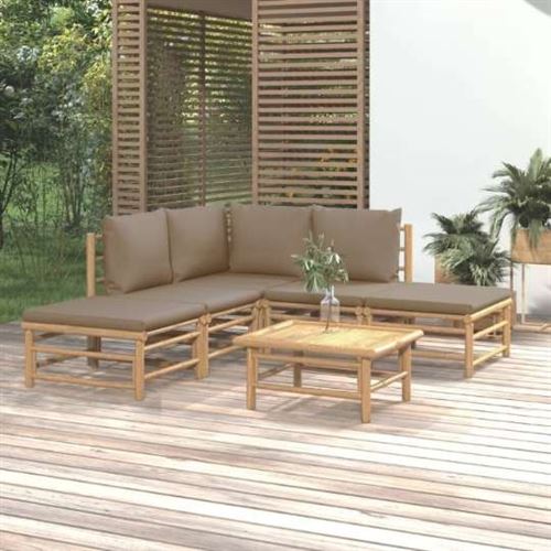Non Communiqué Marron Salon De Jardin Modulable Vidaxl Bambou 6 Pieces 5 Personnes