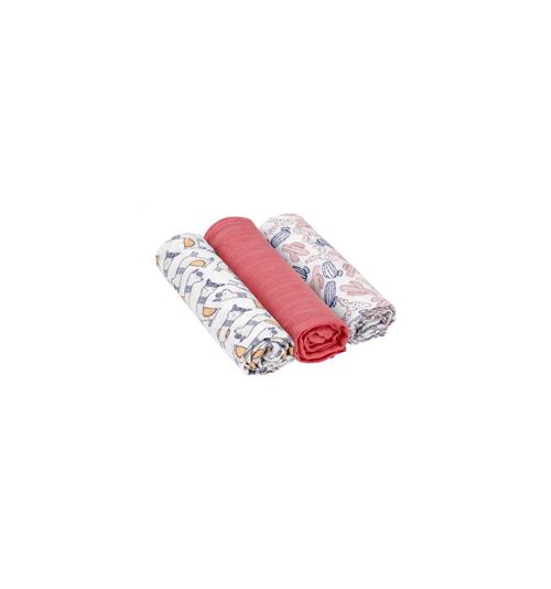 Lassig - Lange divinement doux L Glama Lama corail boîte de 3 pcs, 80 x 80 cm