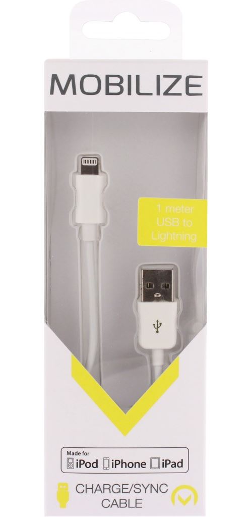 Mobilize MOB-21211 Câble de données et de chargement Apple Lightning - Usb A mâle 1,00 m blanc