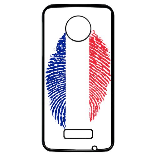 Coque My-Kase pour Moto Z - 57 empreinte digitale drapeau france - Plastique Noir