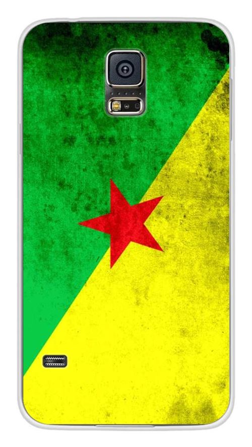 Coque en silicone imprimée compatible Samsung Galaxy S5 Drapeau Guyane