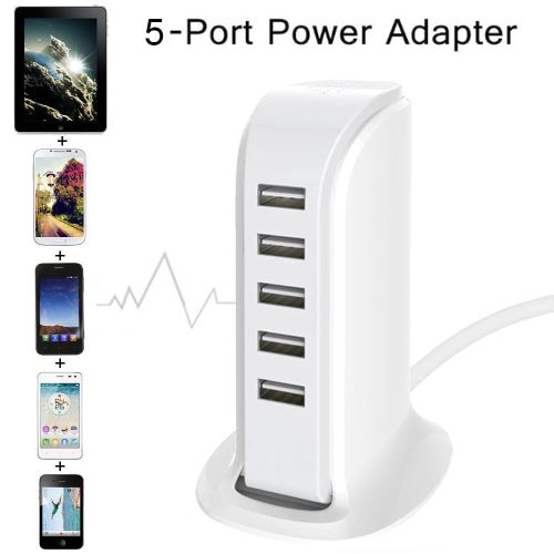 5 USB Multi-Port UK Plug chargeur de bureau HUB Station de recharge Adaptateur Pealer195