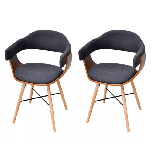 2 chaises en bois cintré avec revêtement en tissu