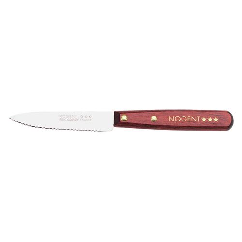 Couteau d'office à dent manche en bois foncé - Nogent - Marron - Inox