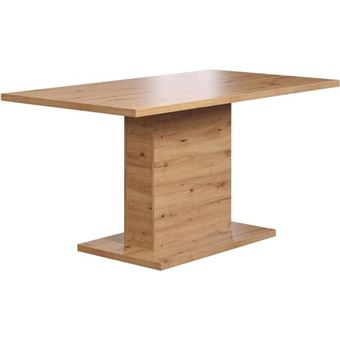 Table à manger extensible ronde madeleine 4-6 personnes bois et métal noir 110 - 150 cm