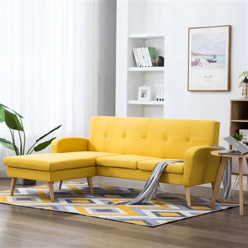 vidaXL Canapé d'angle Revêtement en tissu 186x136x79 cm Jaune