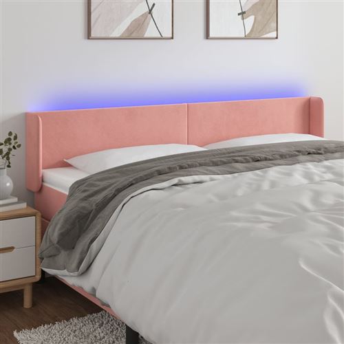 vidaXL Tête de lit à LED Rose 183x16x78/88 cm Velours