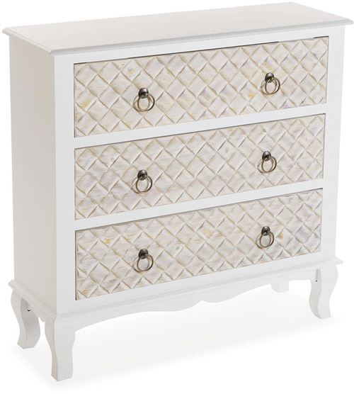 Versa - Commode en bois 3 tiroirs Grabado