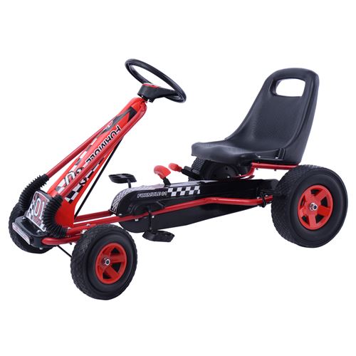 kart à pédales giantex en métal place rouge avec roues en caoutchouc 101 x 61 x 62CM, convient pour 3 à 8 ans go karting enfant