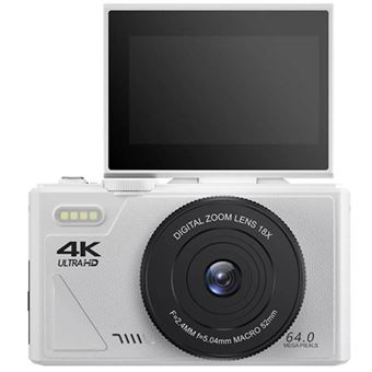 LINFE Appareil photo numérique, 64 Go Appareil photo pour enfants, 3,0 pouces, 64MP, WiFi, zoom 18x, pour les voyages et le vlogging blanc - 1