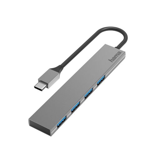 Hama Hub USB-C, 4 ports, USB 3 .2 Gen1, 5 Gbit/s, alu, ultra mince