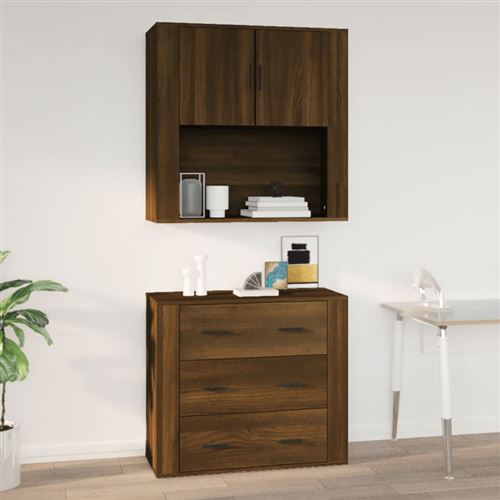 vidaXL Armoire murale Chêne marron 80x33x80 cm Bois d'ingénierie816591