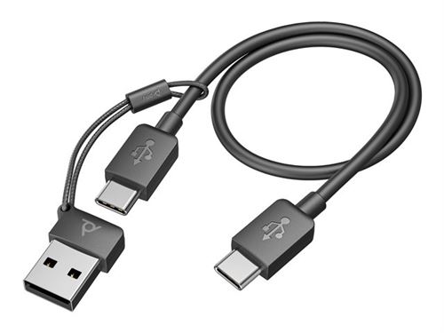 Poly Voyager Focus 2 - Micro-Casque - Sur-Oreille - Bluetooth - Sans Fil, Filaire - Suppresseur De Bruit Actif - Usb-C Via Un Adaptateur Bluetooth - Noir