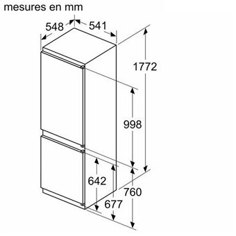 réfrigérateur combiné intégrable à glissière 267l - ki5862se0s