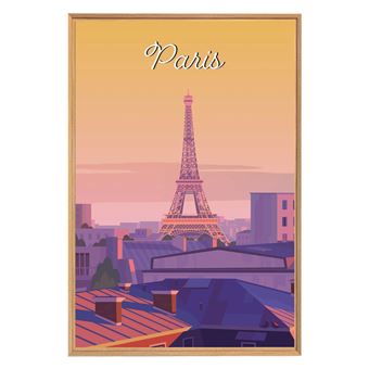 Tableau mural illustration Tour Eiffel Paris CEANOTHE 65x97 cm Orange - Fabriqué en France - 1