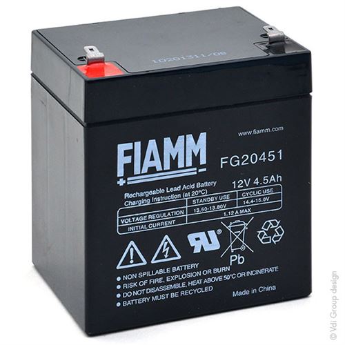 Batterie plomb AGM FG20451 12V 4.5Ah F4.8 - Fiamm