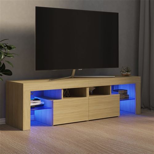 vidaXL Meuble TV avec lumières LED Chêne sonoma 140x35x40 cm