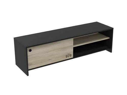 DEMEYERE Meuble TV 1 porte coulissante -Decor chene kronberg - L 151,3 x P 42,3 x H 42,7 cm - TOMY