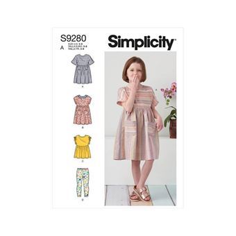 Patron Simplicity 9280.A - Ensemble Fille Top, Robe & Legging de 3 à 8 ans (97 à 132 cm) - Model FR 3-8 - 1