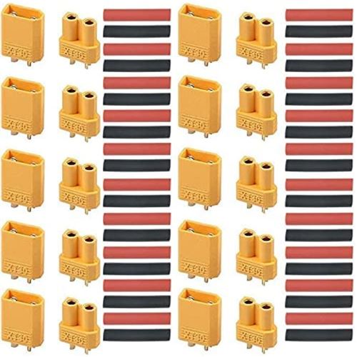 Connecteurs XT30 Masculin-Féminin de Haute Qualité 10 Paires Idéaux pour Batteries Lipo Modélisme RC, Hélicoptères RC, Stéréo de Voiture Jaune, Plastique