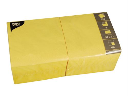 PAPSTAR - Serviette - Taille 33 x 33 cm - jetable - jaune (pack de 250)