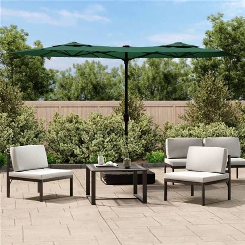 Vidaxl parasol &agrave; double t&ecirc;te avec led vert 316x240 cm 