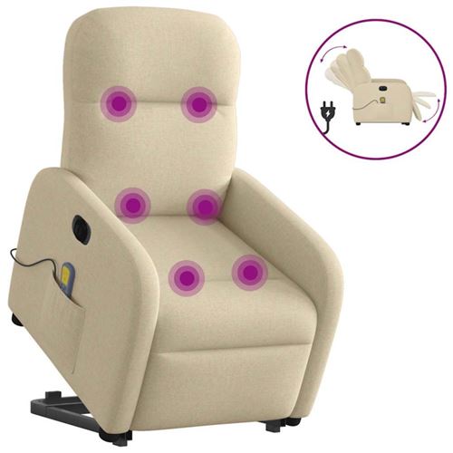 Non Communiqué Crème Fauteuil Inclinable De Massage Électrique Tissu