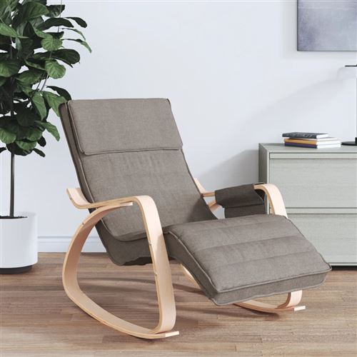 Vidaxl Fauteuil À Bascule Tissu Taupe - Image 3