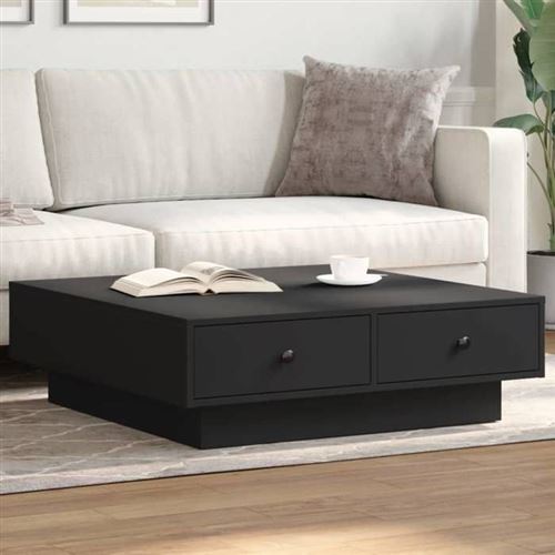 Vidaxl Noir Table Basse 90X90x28 Cm Aggloméré 848088 - Image 2