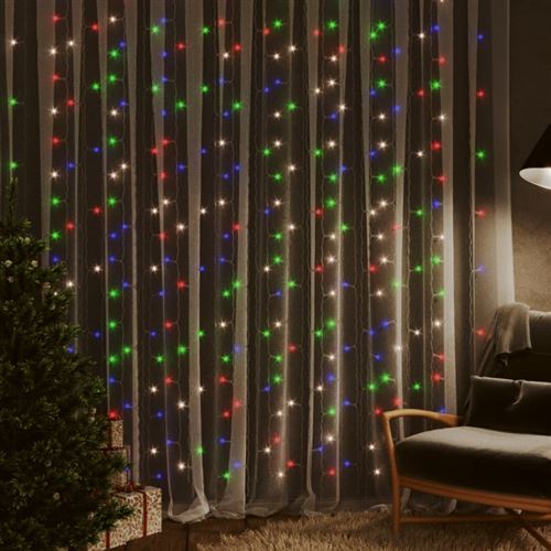 vidaXL Rideaux lumineux à LED 3x3 m 300 LED colorées 8 fonctions