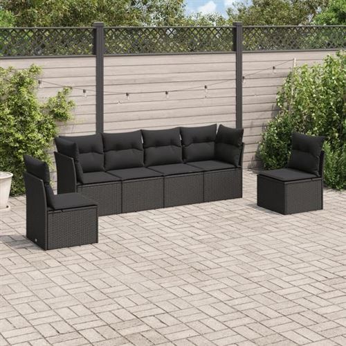 VIDAXL - Salon de jardin modulable - Résine tressée - Noir - 6 personnes - Image 2