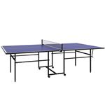 Table de ping-pong pliable compacte avec 4 roulettes bleu