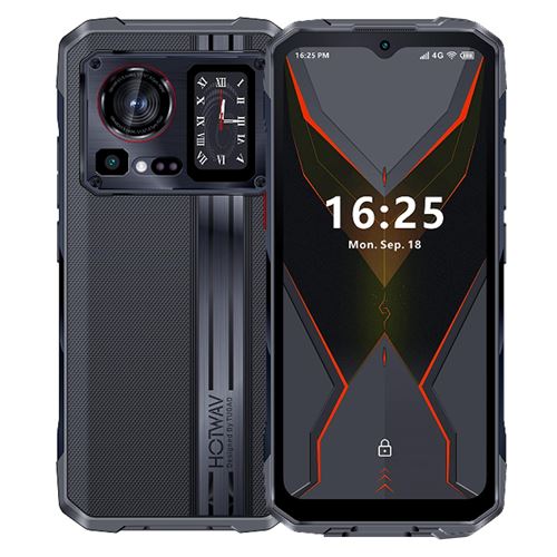 Smartphone 6.5 Pouces Résistant 12GB 256GB IP68 Android 13 Batterie 6280mAh Noir YONIS