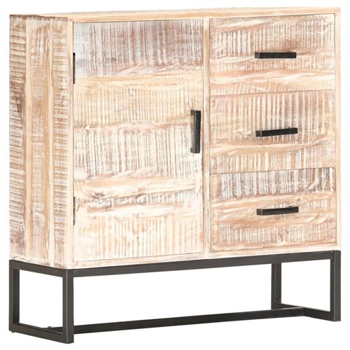 vidaXL Buffet Blanc 73x30x75 cm Bois d'acacia massif