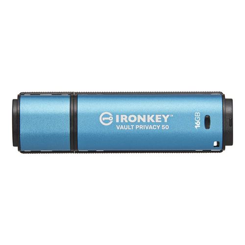 Clé USB flashKingston Technology IronKey Vault Privacy 50 lecteur 16 Go USB Type-A 3.2 Gen 1 (3.1 Gen 1) Bleu