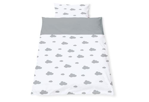 Pinolino Linge de lit en percale pour lits de bébé Wölkchen gris 2 pièces