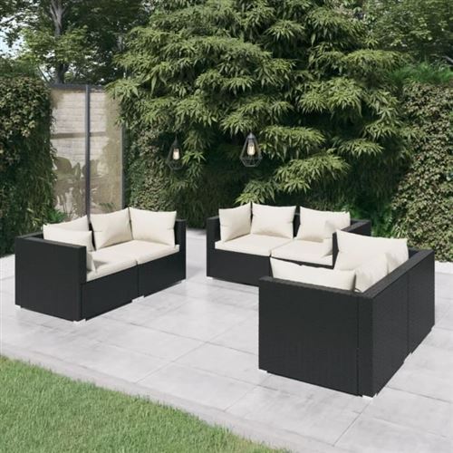 Non Communiqué Noir Salon De Jardin Vidaxl 6 Pieces 6 Personnes Resine Tressee