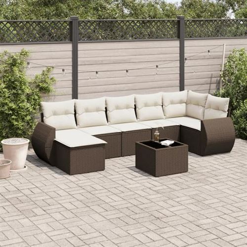 Non Communiqué Marron Vidaxl Salon De Jardin Avec Coussins 8 Pcs, Canapés Avec Dossier, Ensemble De Meubles, Mobilier De Terrasse Patio, 3221692