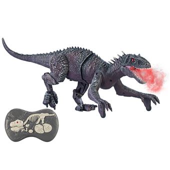 Dinosaure T-Rex Télécommandé 2,4 GHz – Marche, Rugissements, Lumière Et Spray, Bleu, Dès 3 Ans