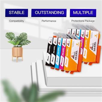 Lot De 4 Cartouches D'encre Compatibles HP 364 XL - Pour Imprimantes Photosmart, Deskjet, Avec Puce