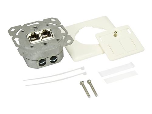LogiLink - Prise à montage encastré - CAT 6e - RJ-45 X 2 - blanc pur, RAL 9010