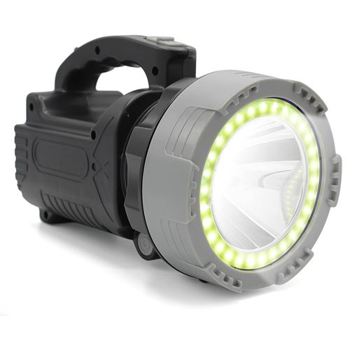 FISHTEC Lampe Torche Rechargeable LED COB - Batterie Lithium - 500 Lumens - Pivotante a 120 - Sangle Bandouliere - Autonomie 6h - Faisceau 350 M