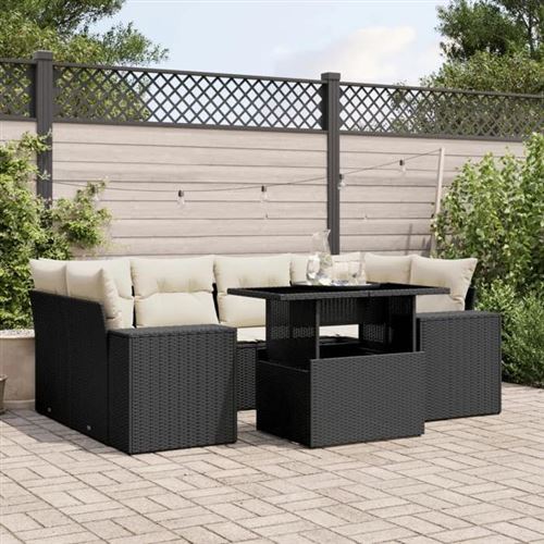 Non Communiqué Noir Salon De Jardin Modulable Vidaxl Rotin 7 Pieces X 83 X 69
