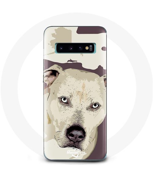 Coque pour Samsung Galaxy S10 Chien de Pitbull Blanc Maniacase