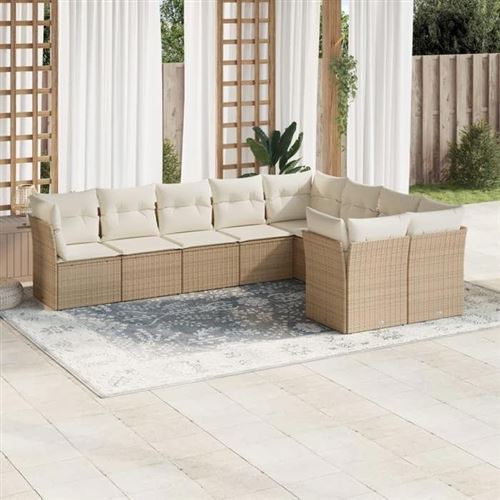 vidaXL - Salon de jardin modulable - Résine tressée - Beige - 9 personnes - Image 2