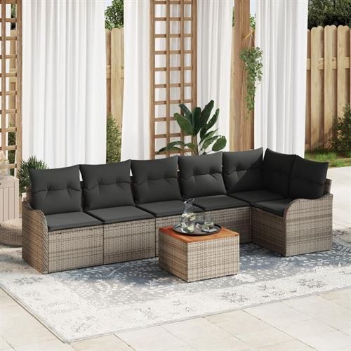 Vidaxl Gris Ensemble De Canapé De Jardin 7 Pc Polyrotin - Image 3